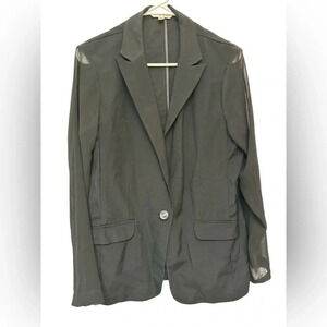 CAbi Chic Jacket Blazer Style # 309 Black w Sheer Sleeves one button